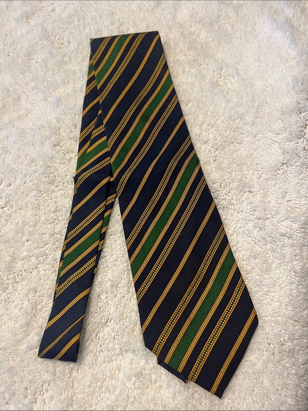 Vintage Missoni Navy, Green & Gold Striped Men's Tie